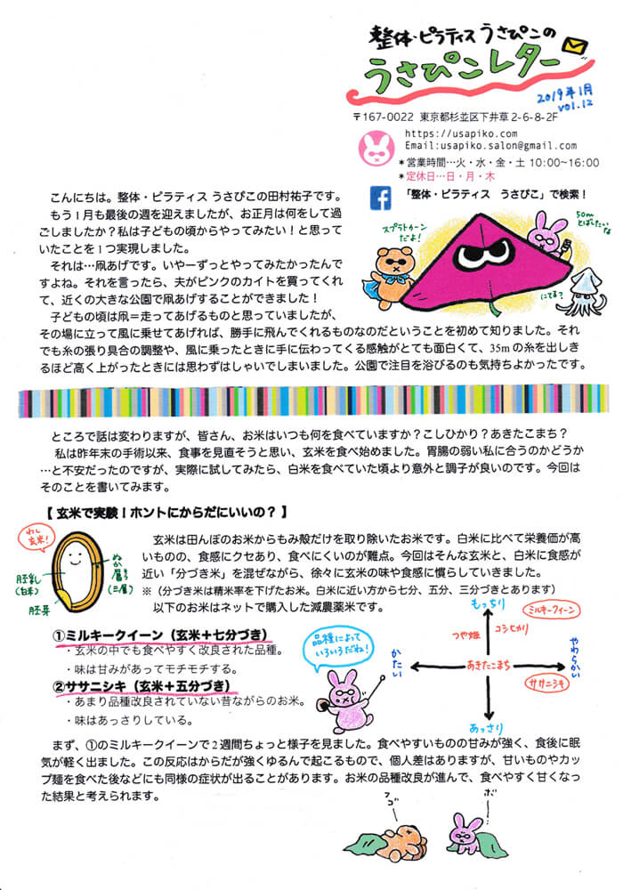 うさぴこレター2019年1月号表