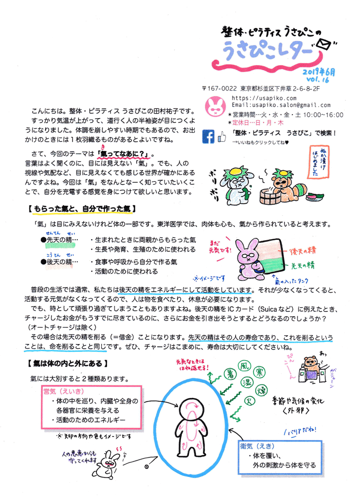 うさぴこレター201906表