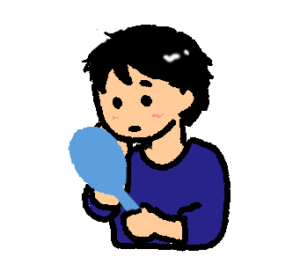 顔を気にする女性のイラスト