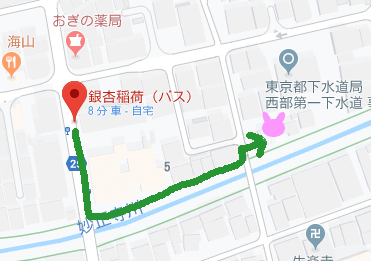 停留所からのルートマップ